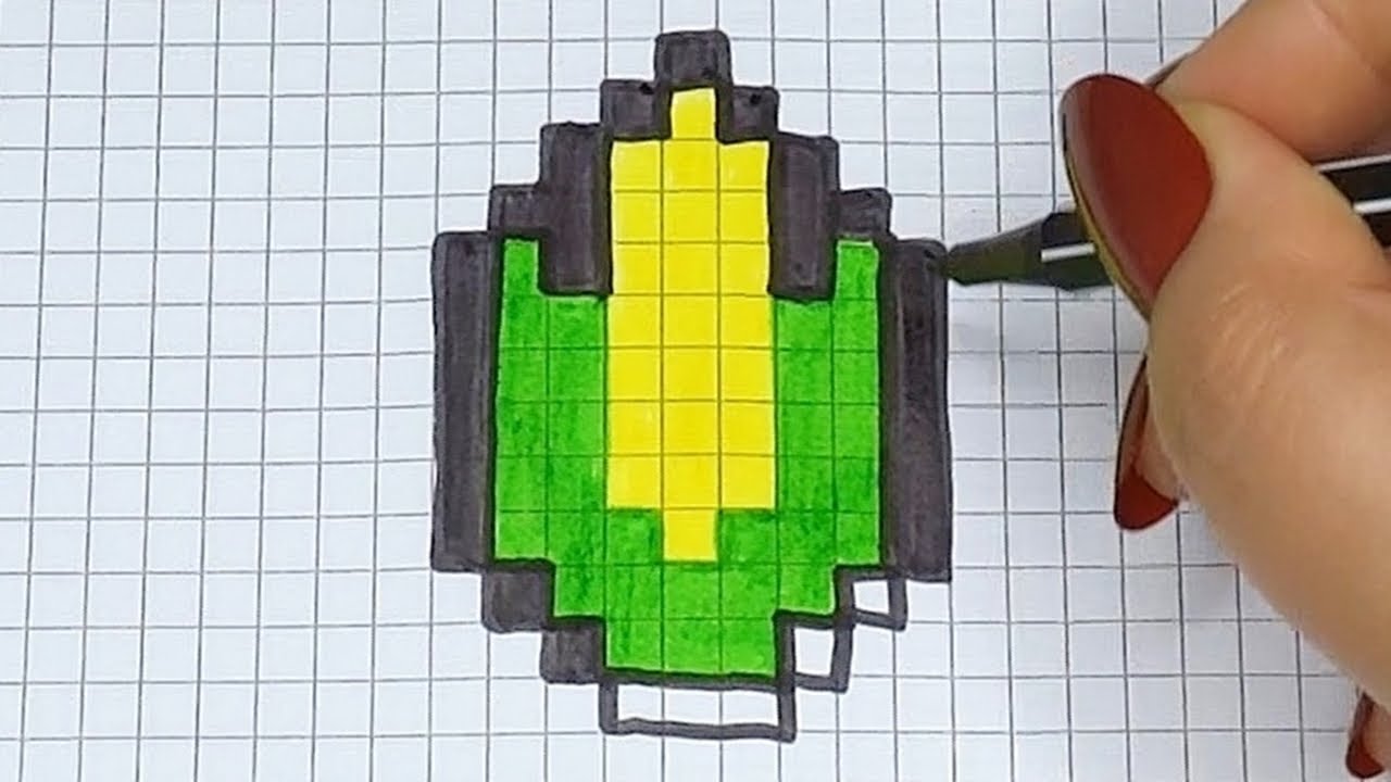 DIY Handmade Drawing Pixel Art | How to draw a cute Corn | Kawaii Vegetable | Draw with Me