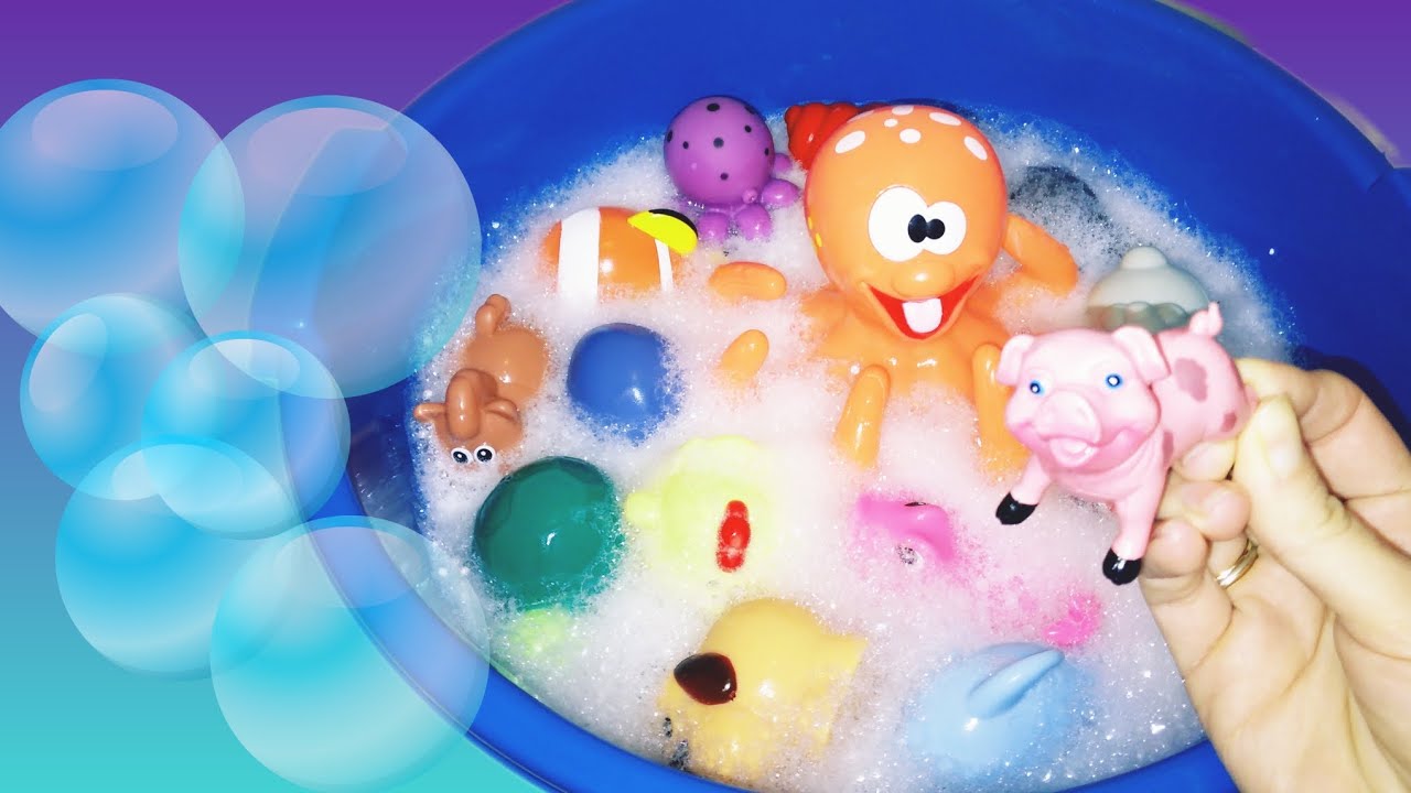 Μαθαίνω τα ζωά&τους ήχους τους στα Ελληνικά&Αγγλικά/μπλέ λεκάνη/Learn the animals in Greek&English