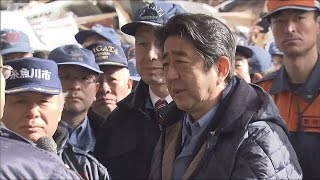 安倍総理が糸魚川大火の現場視察　がれき処理を支援(17/01/11)
