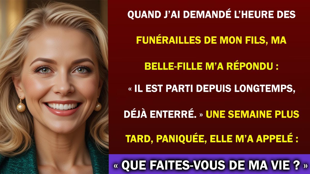 Le téléphone a sonné alors que je préparais des lys blancs dans ma cuisine. C'était ma belle-fille, pour m'annoncer que mon fils était mort. Puis elle a ajouté d'une voix glaciale : « Honnêtement,...