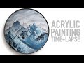 Mountain Acrylic Painting Time-lapse - Landscape Round Canvas 1 of 5