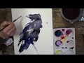 Watercolour Raven - Timelapse painting. Loose and expressive watercolor