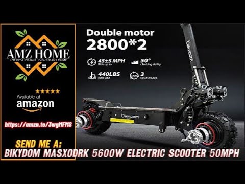 Overview MASXODRK Bikydom 5600W 38.4AH Electric Scooter Adults 50MPH & 62 Miles Travel Range, Amazon