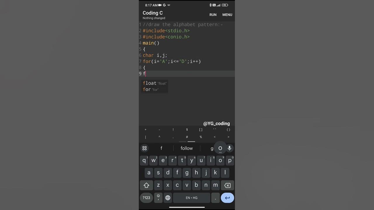 print-the-alphabet-pattern-in-c-programming-shortvideo-bca-and
