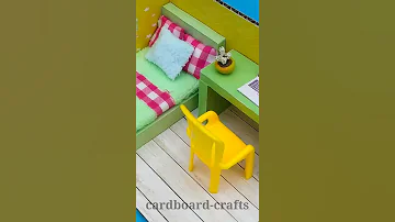 Diy How To Make Miniature Cardboard House 14 Bedroom قم ببناء منزل بيت صغير من الكرتون غرفة نوم 