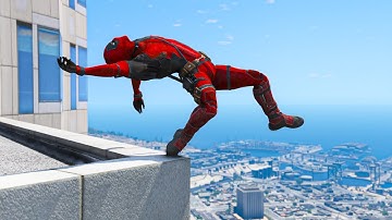GTA5 Deadpool Mod Gameplay - GTA5 Deadpool Motorcycle Stunt (Euphoria Physics Showcase) #4