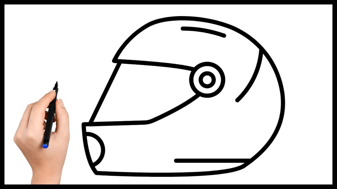 Mostra Como Aprender a Desenhar O Capacete De Motocicleta. Desenho