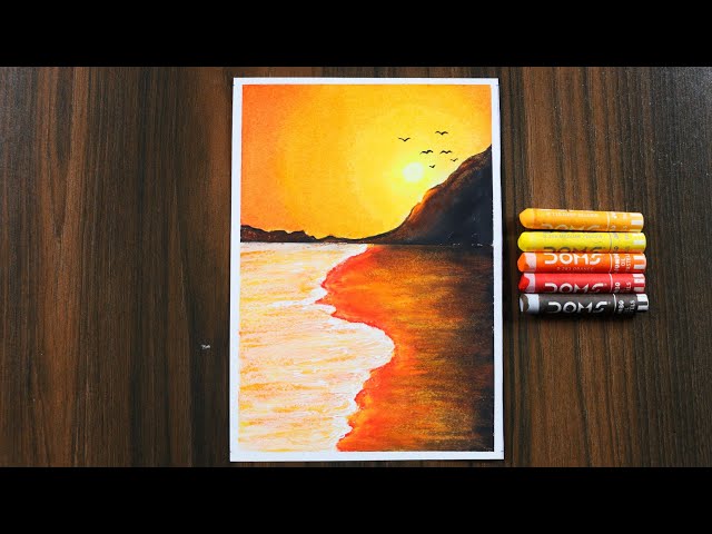 Easy Oil Pastel Sunset Drawing for Beginners