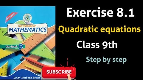 Exercise 8.1 unit 8 Quadratic equations class 9 sindh board