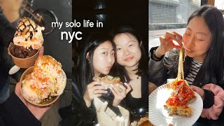nyc vlog | celebrating friends, konban, nyc pizza, double chicken please, trying the viral crookie
