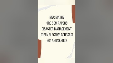 Mdu PG 3rd sem Disaster Management Paper(Open Elective) 2017,2018,2022|#mdupapers All Maths Subject