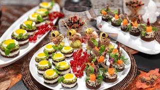 Table for a Birthday Party! Delicious party snacks with goat cheese, quail eggs and ham with melon