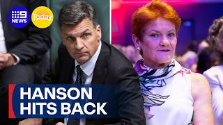 Pauline Hanson hits back at Angus Taylor | 9 News Australia