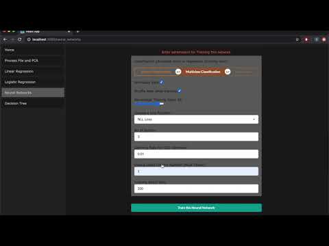 Building Neural net using GUI provided by Excelsior webapp.