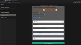 Building Neural net using GUI provided by Excelsior webapp. Wealth