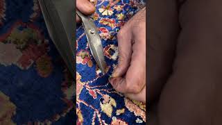 In this antique silk Kashan rugs, where the weft is fed through and comes up short, prolonged use