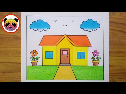 How to Draw a House - Cute and Easy Drawing for Kids Step by Step / House  painting for kids 