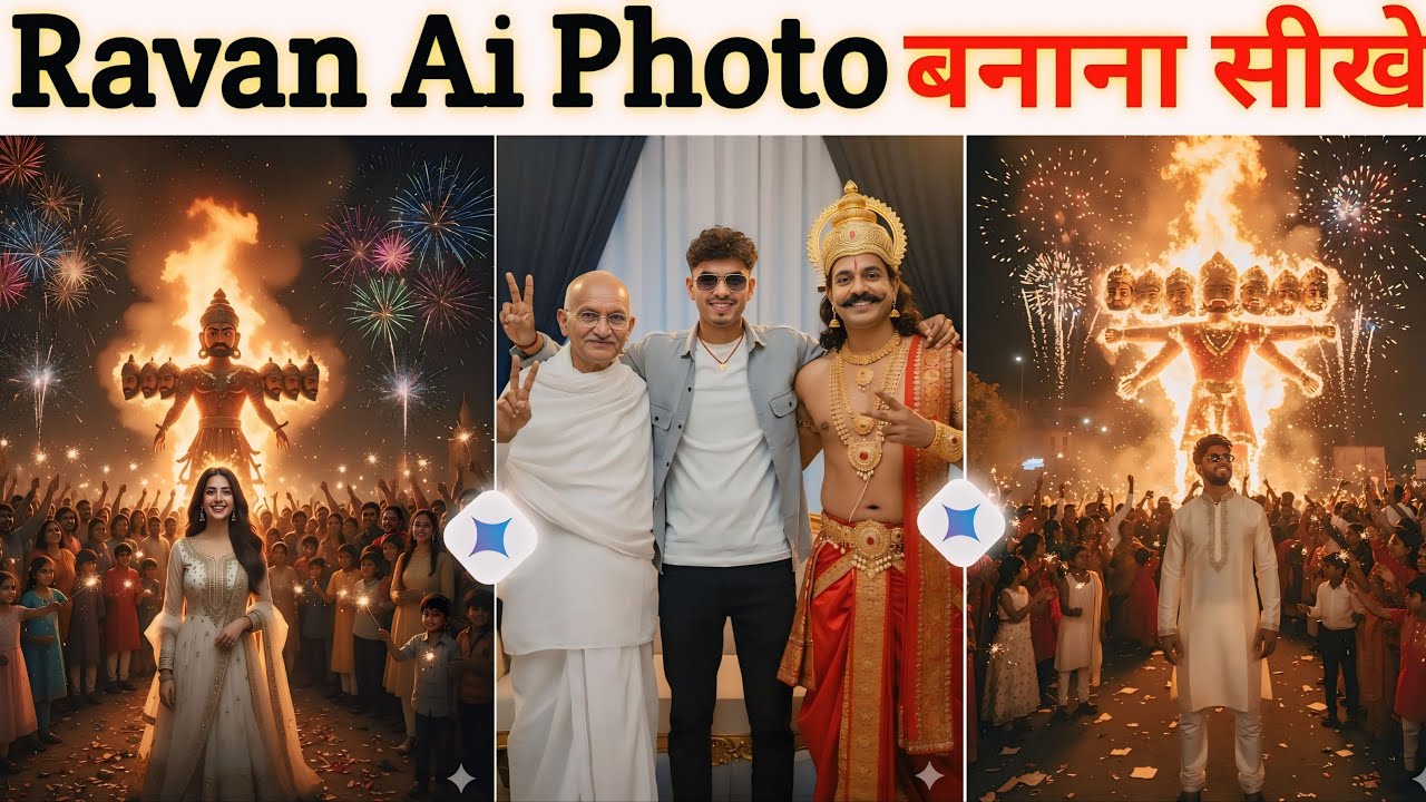 Ravan And Gandhi Ji Ai Photo Prompt|Ravan AI Photo Prompt|Dussehra Photo Editing Prompt|Ravan Dahan