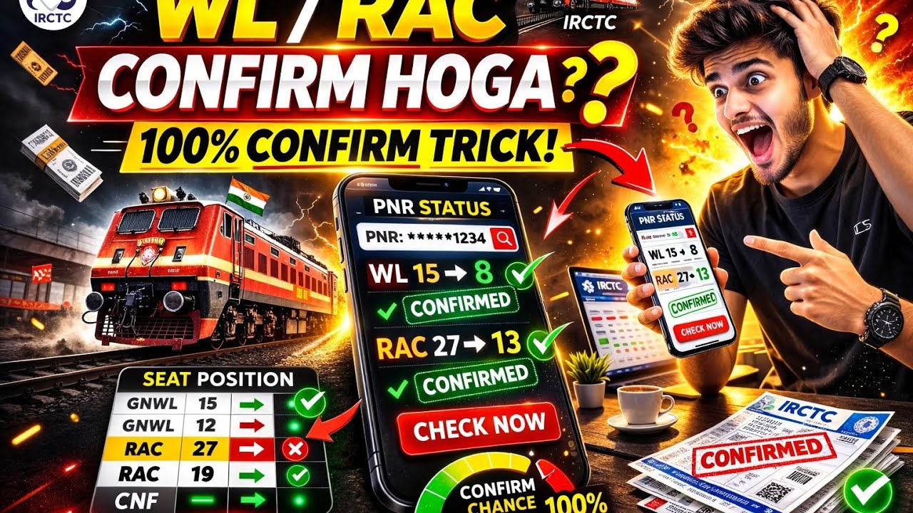 WL / RAC Confirm Hoga Kaise? 🔥 100% PNR Prediction Trick | IRCTC Waitlist Confirm Check 2026