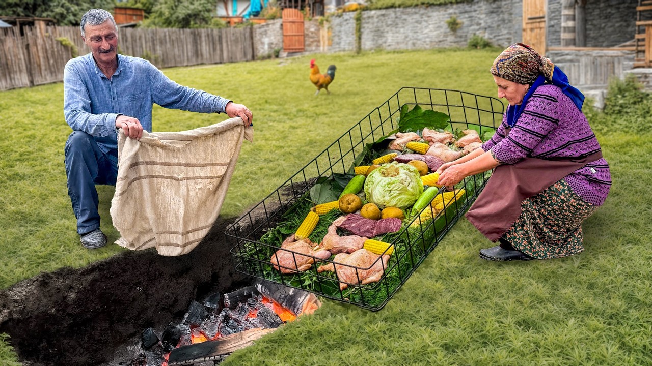 Primitive Underground Pit Cooking – Authentic Village Feast