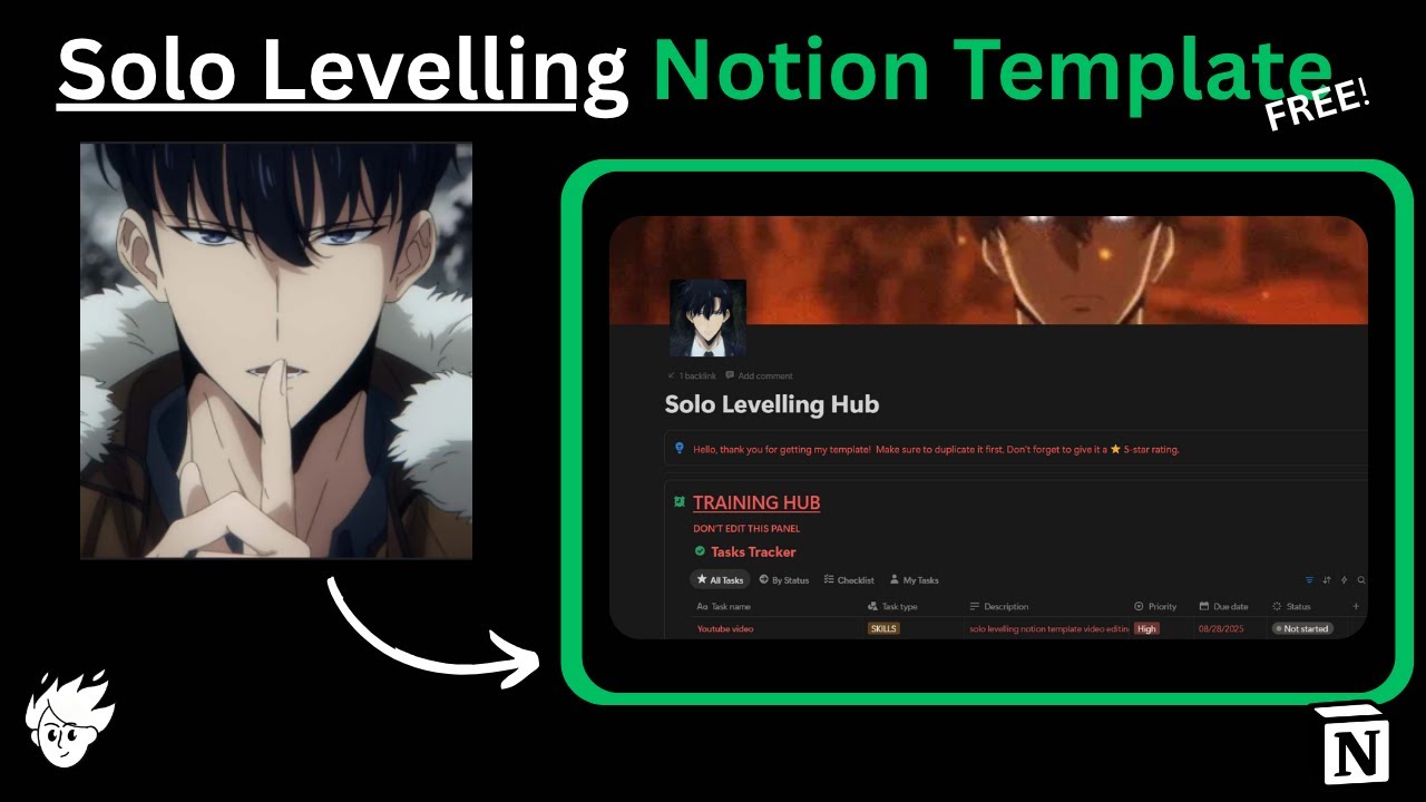 I turned my life into an SOLO LEVELING  RPG (Free Notion Template)