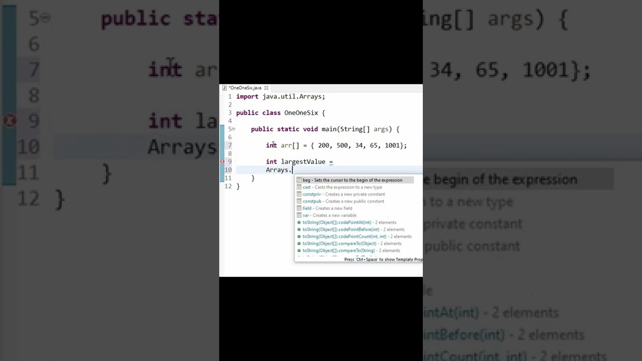 Shortcut to find maximum element in an array - Java Program.