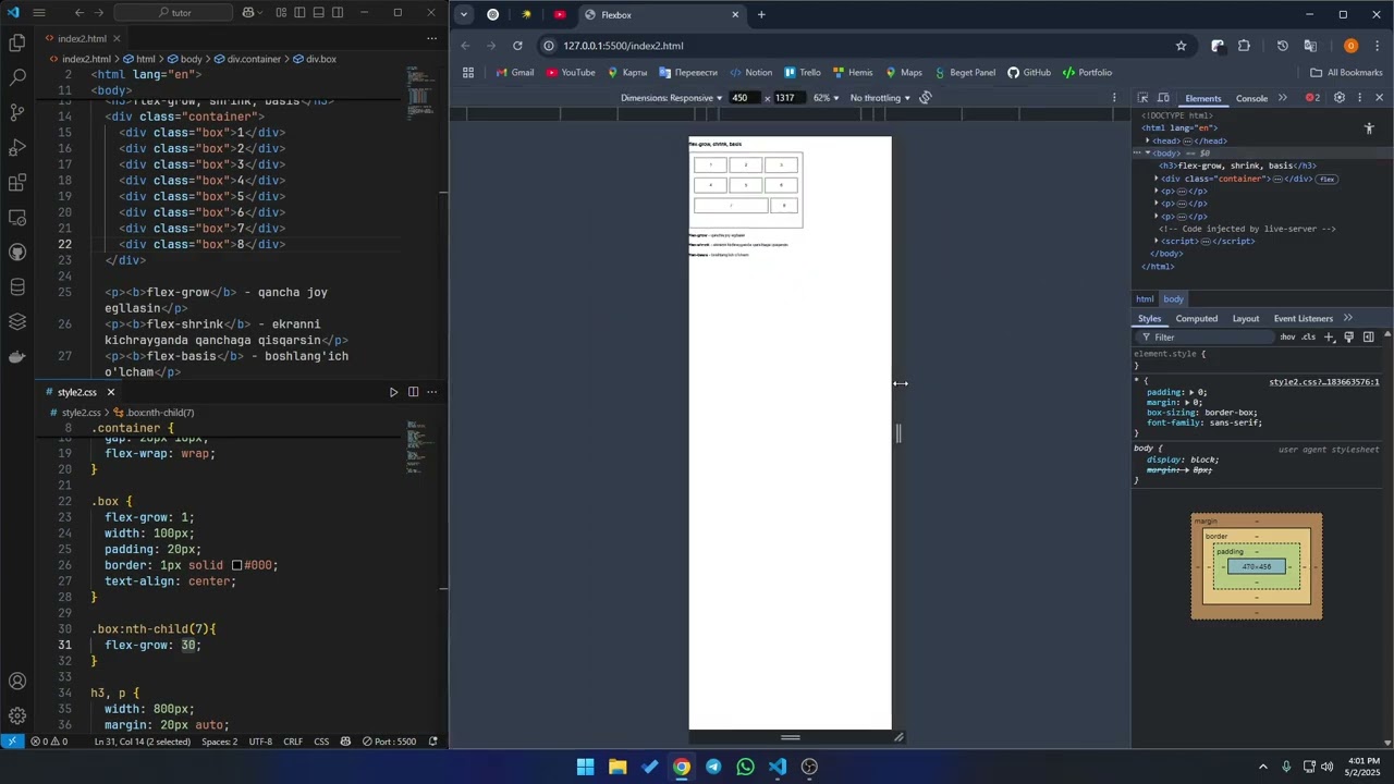 3  Flexbox • flex grow, shrink, basis