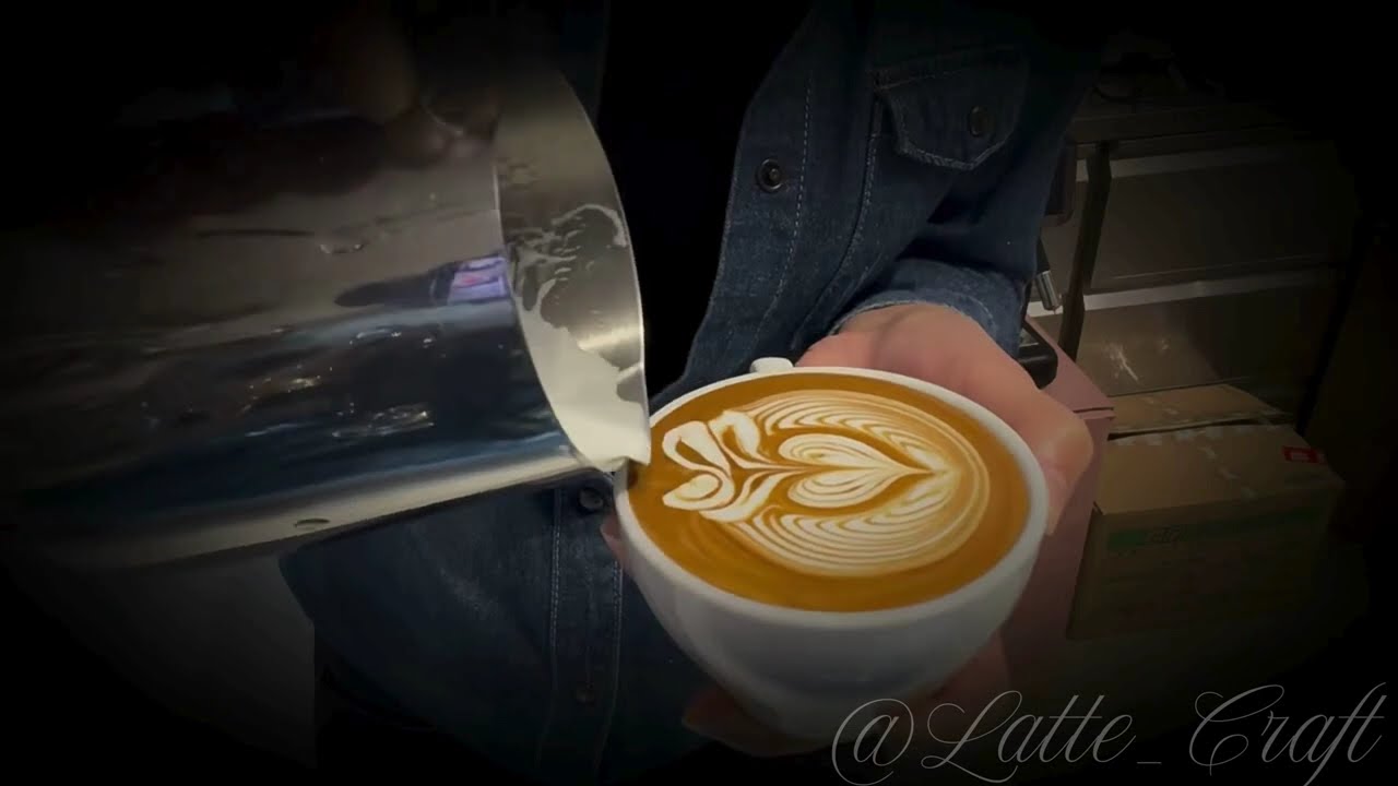 Relaxing Latte Art Pour: Slow Motion Heart Design (ASMR)