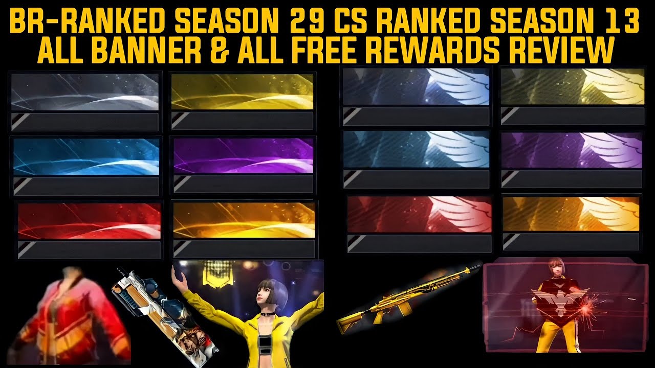 CS RANKED SEASON 13 & BR RANKED SEASON 29 ALL BANNER & AVTER FULL REVIEW II ALL FREE REWARDS & EMOTE