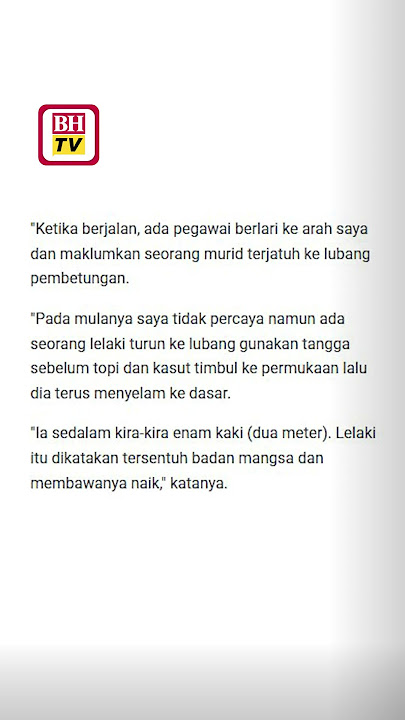 Murid Tahun Empat lemas terjatuh lubang pembetungan dalam sekolah
