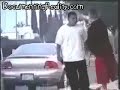 Gangster with gun gets beaten by skaters.