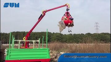 Log with grapple crane,hydraulic wood grapple