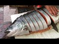 Taiwan Seafood Auction - Fresh Fish, Salmon Cutting !