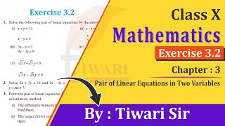 NCERT Solutions for Class 10 Maths Exercise 3.2 Pair of Linear Equations in Hindi English Medium.