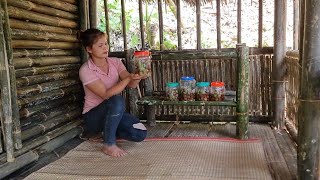 Let's watch the process of the girl harvesting plums, marinating sugar and designing bamboo shelves