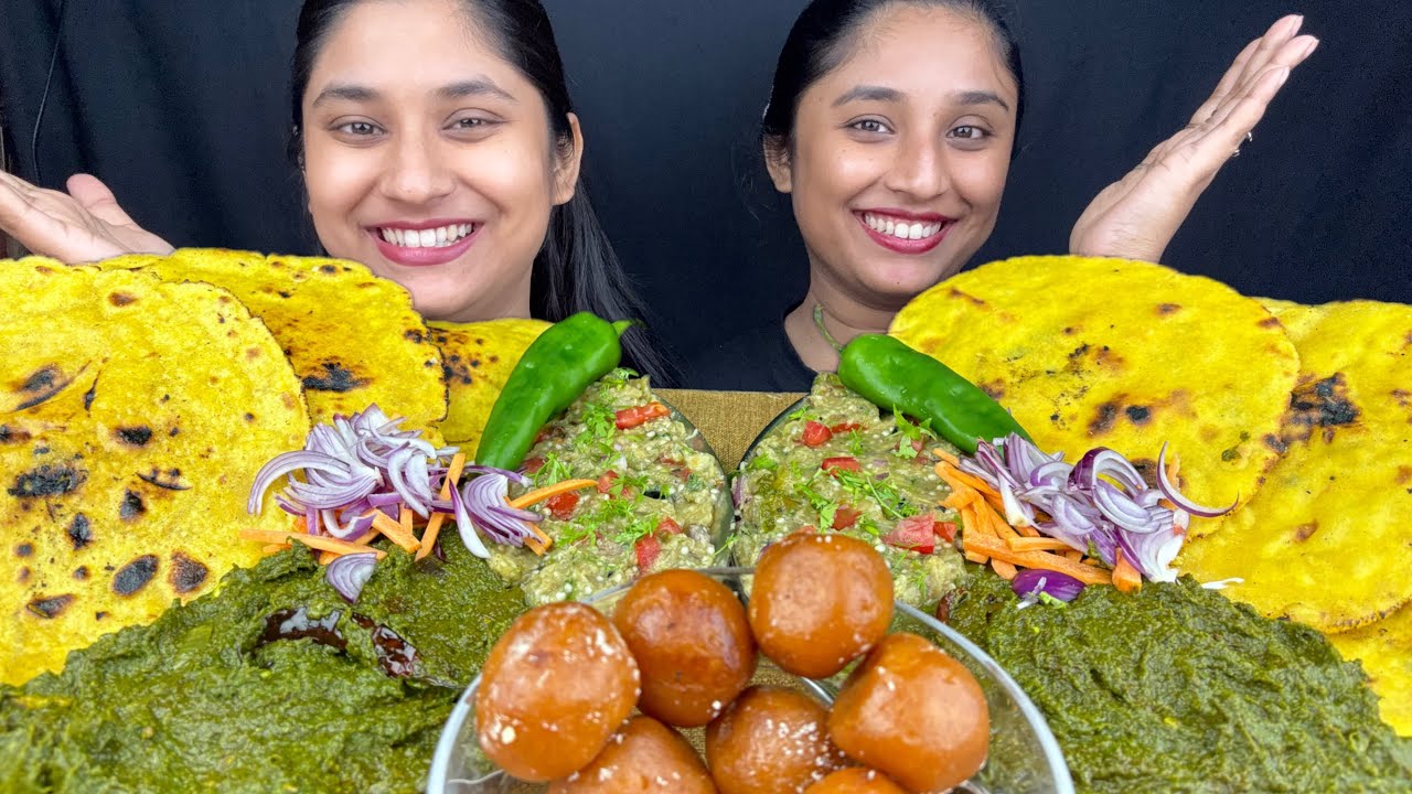 Winter Special Makke ki Roti,Sarso Da Saag with Baingan Bharta and Sweet Eating Challenge|Punishment