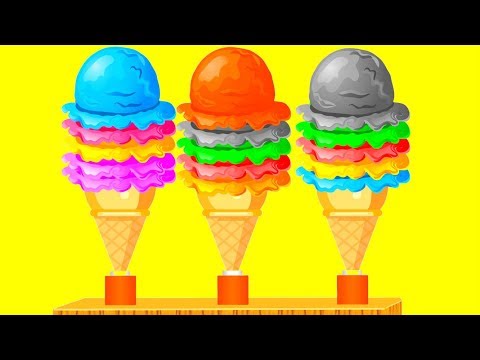 SUPER KIDS LEARN COLORS WITH ICE CREAM SCOOPS ❤ Funny Cartoons For Kids