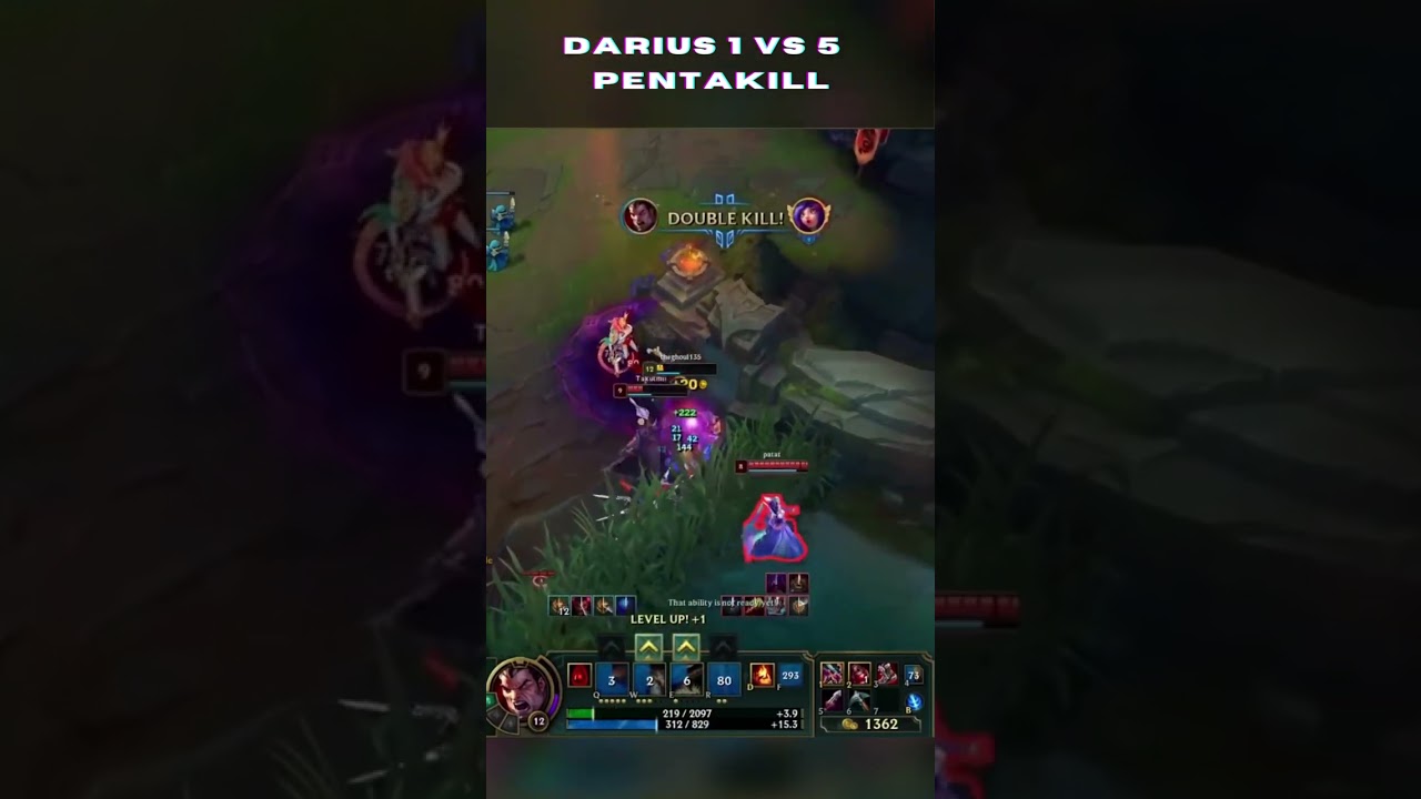 Darius - 1 vs 5 - Easy Pentakill and Enemy Team Wipe - League of Legends 