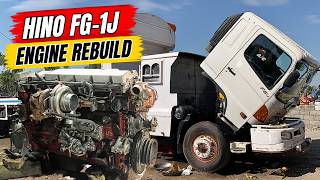 Man Fully Assembles Hino FG-1J Semi Truck 6-Cylinder Engine | Full Rebuild Start to Finish