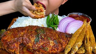 EATING SPICY WHOLE FISH CURY||FISH CURRY, ONION WITH RICE
