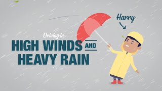 Safety animation character for Regional Roads Victoria - Heavy Rain and High Winds