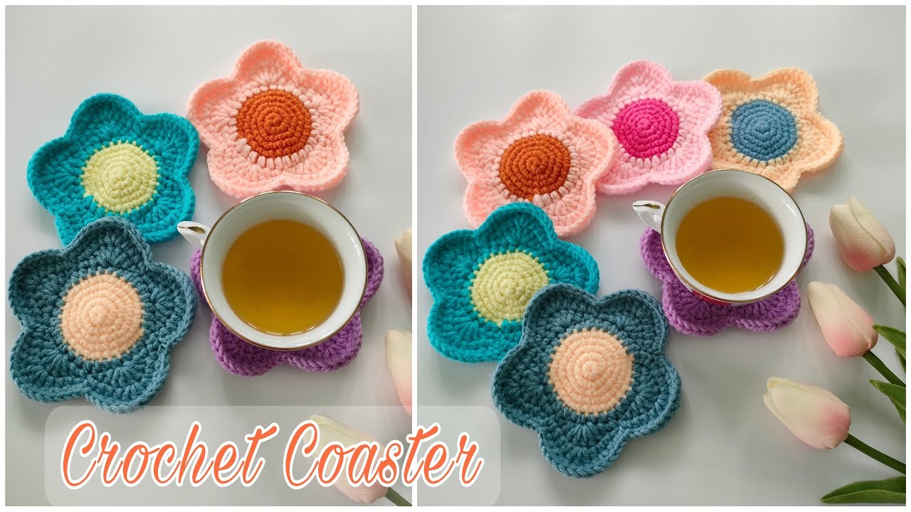 # 90 Crochet Coaster | Móc Miếng Lót Ly Hình Hoa 5 Cánh Cho Người Mới Bắt Đầu | Dương Liễu Handmade