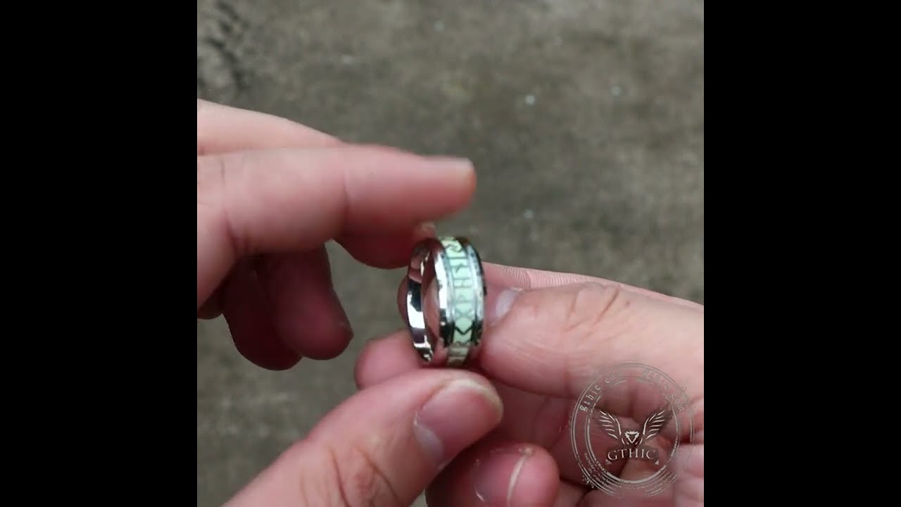 LUMINOUS RUNES STAINLESS STEEL RING