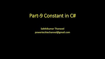 Part 9 - C# Tutorial Tamil - Constant in C#
