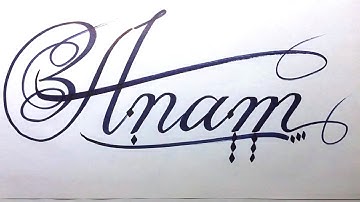 Anam Name Signature Calligraphy Status | How to Cursive write with cut Marker #anam @Anam