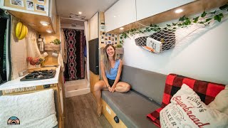 Solo Female Van Life  Full Time Digital Nomad W/ Clever Shower Design