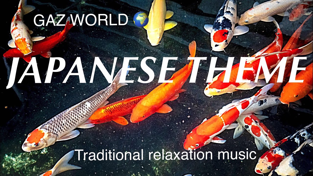 Japanese relaxation koto music with cherry blossom & bonsai trees koi carp budda spa calm yoga sound