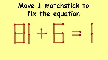 Fix 81+6=1 | Match Stick Puzzles #42 | Can you find a alternate solution for this puzzles
