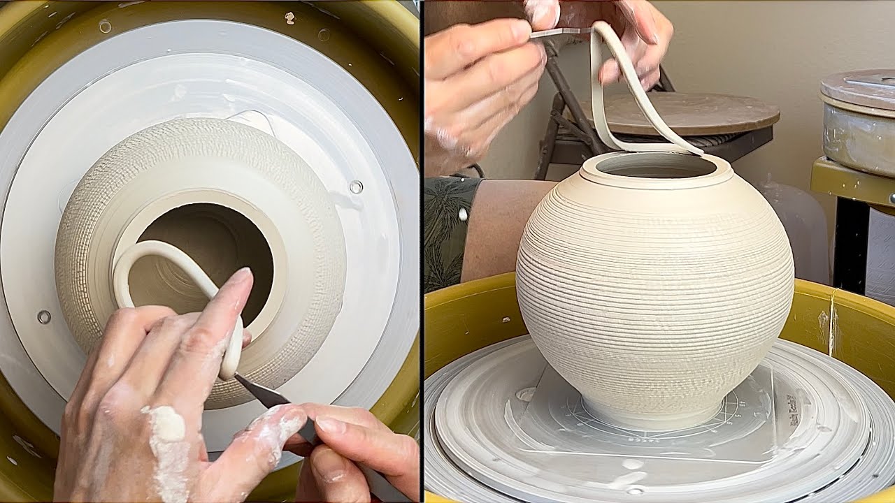 手作り層釉流し陶碗 834. Making a Sodium Silicate Texture Lidded Jar with Hsin