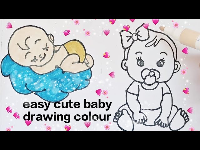 Cute Baby Drawing With Colour